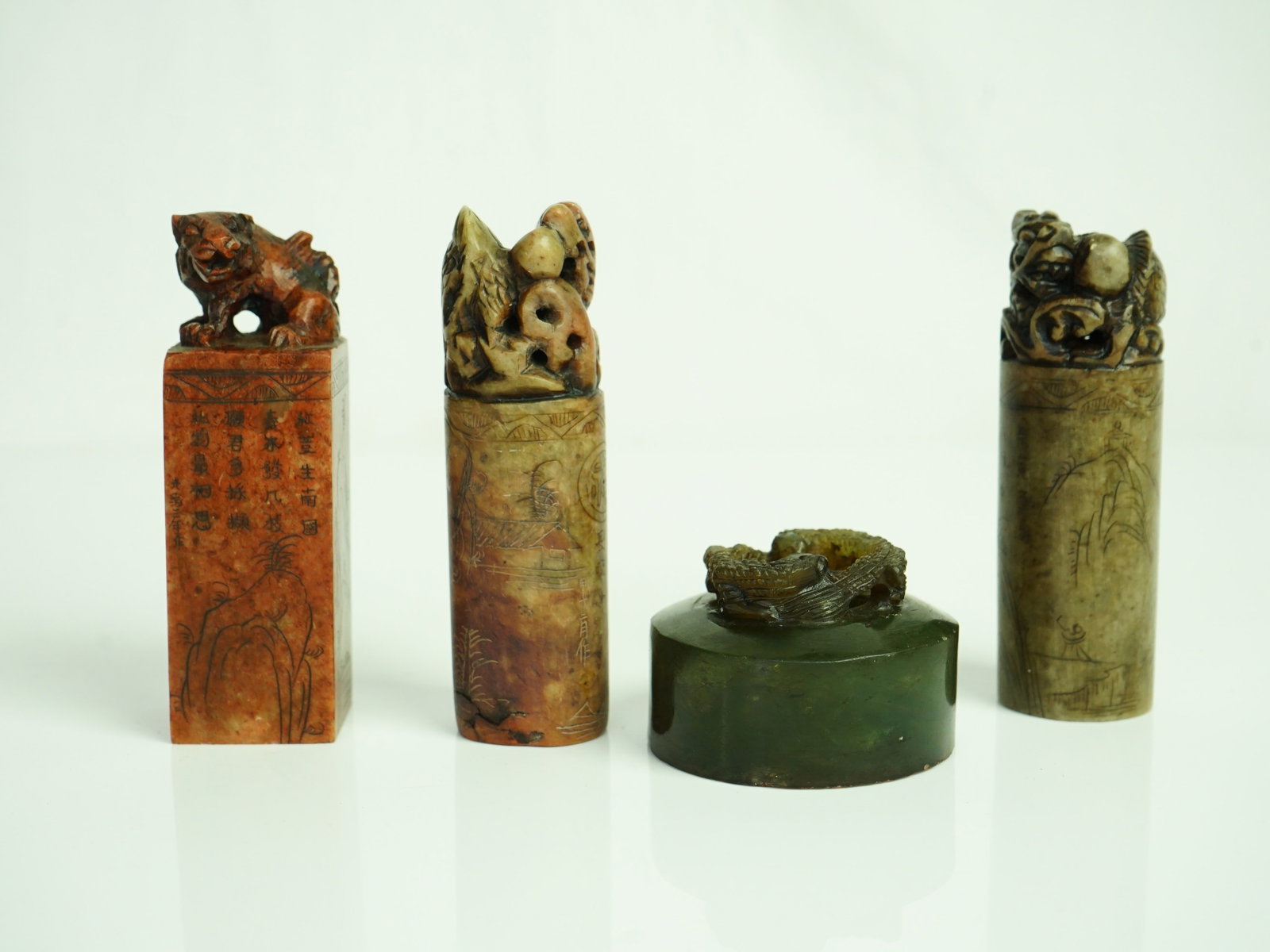 Lot of 4 Chinese Carved Soapstone  Seals (1 of 5)