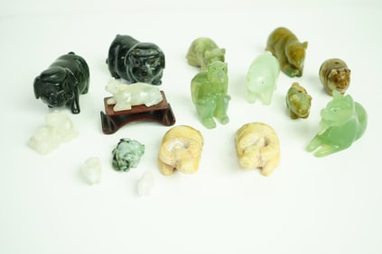 Group of Small Chinese Carved Jade Animals