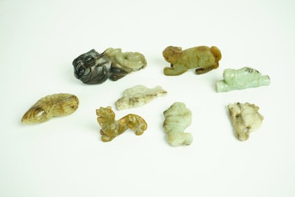 Group of  Small Chinese Carved Jade Mythical Beasts