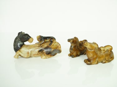 Lot of 3 Chinese Carved Jade 'Horse and Monkey'