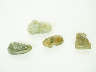 Lot of 4 Chinese  Carved Jade ,Qing Dynasty