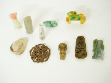 Lot of 10 Chinese  Carved Jadeite ,Qing Dynasty