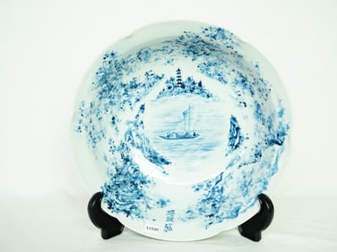 Fu Yiyao(Chinese, Fu Baoshi'S Daughter, 1947-) ,  Chinese Blue and White 'Landscape' Bowl