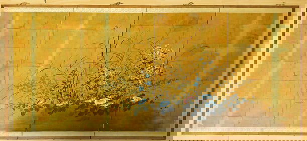 Chinese Four-Folding Paper  Screen,Ink and Color on Paper