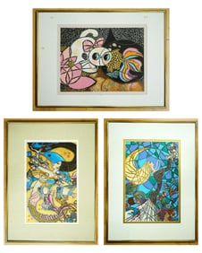 Set of  3 Chen Hua Hsun(Taiwanese,B.1948) Signed Paintings