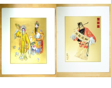 Set of 2 Chinese Peking Opera Figure Paintings