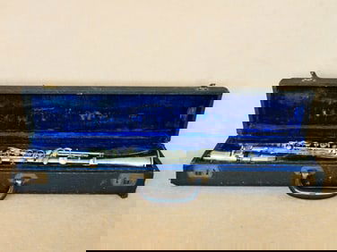 Vintage Silver Clarinet With Case