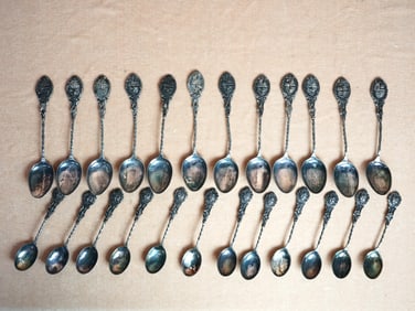 Set of 24 Vintage 800 Silver-Plated Spoons
