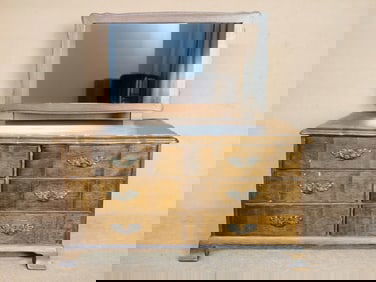 Vintage Wood   Jewelry Box  With  Mirror