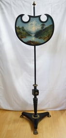 Vintage Handpainted  Pole Screen/Fire Screen
