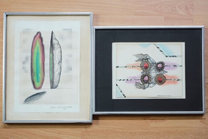 Pair of Artist Signed Lithograph,Abstract Art,1977