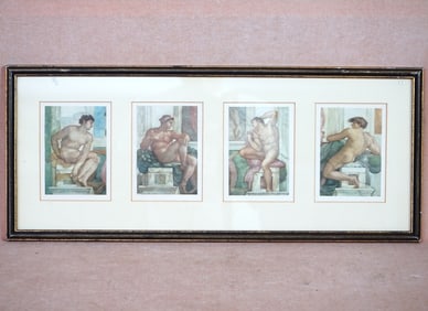 Michelangelo Ignudi Sistine Chapel Male Nudes Frescoe Art Prints
