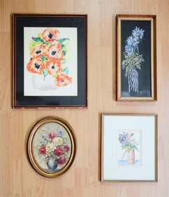 Lot of 4 Vintage Floral Wall  Artworks