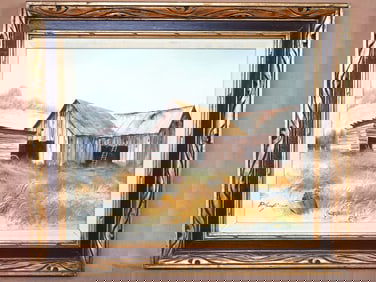 Vintage Artist Signed Oil on Canvas,Country Fields