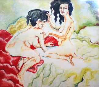 Large Oil on Canvas By Juan Carlos Bronstein(Israeli, 1953-2003) ,Amigas Abril,1990