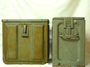 Lot of 2 US WWII Steel Arms Ammo Boxes
