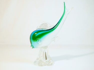 Mid-Century Green Murano Glass Fish Figure