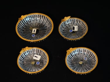 Lot of 4 Crystal Gold Butterfly Trinket Candy Dish