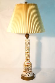 White Overlay Amber Lamp With Diamond Cuts