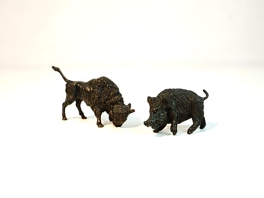 Fine Bronze Miniature Statues of Buffalo and Yak