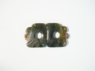 Chinese Green and Rust Jade Plaque