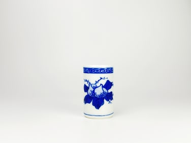 Chinese Blue and White  Porcelain Brushpot, 18th Century