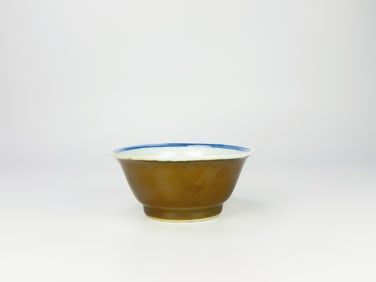 Chinese Blue and White and Café-Au-Lait-Glazed Tea Bowl, Kangxi Period