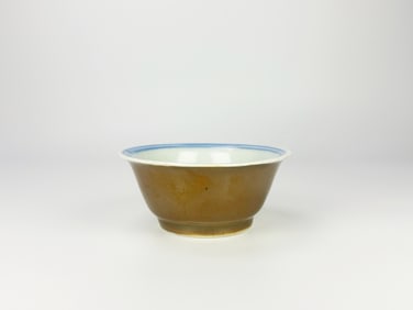 Chinese Blue and White and Café-Au-Lait-Glazed Tea Bowl