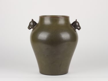 Chinese  Double Handle Tea-Dust Glazed Porcelain Vase