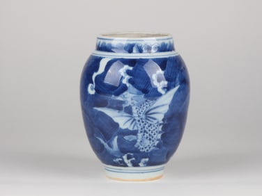 Chinese Blue and White  'Mythical Beast' Jar, 18th Century