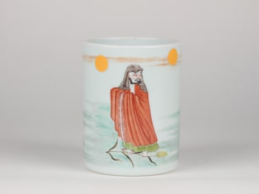 Chinese Famille Verte 'Figural' Brush Pot