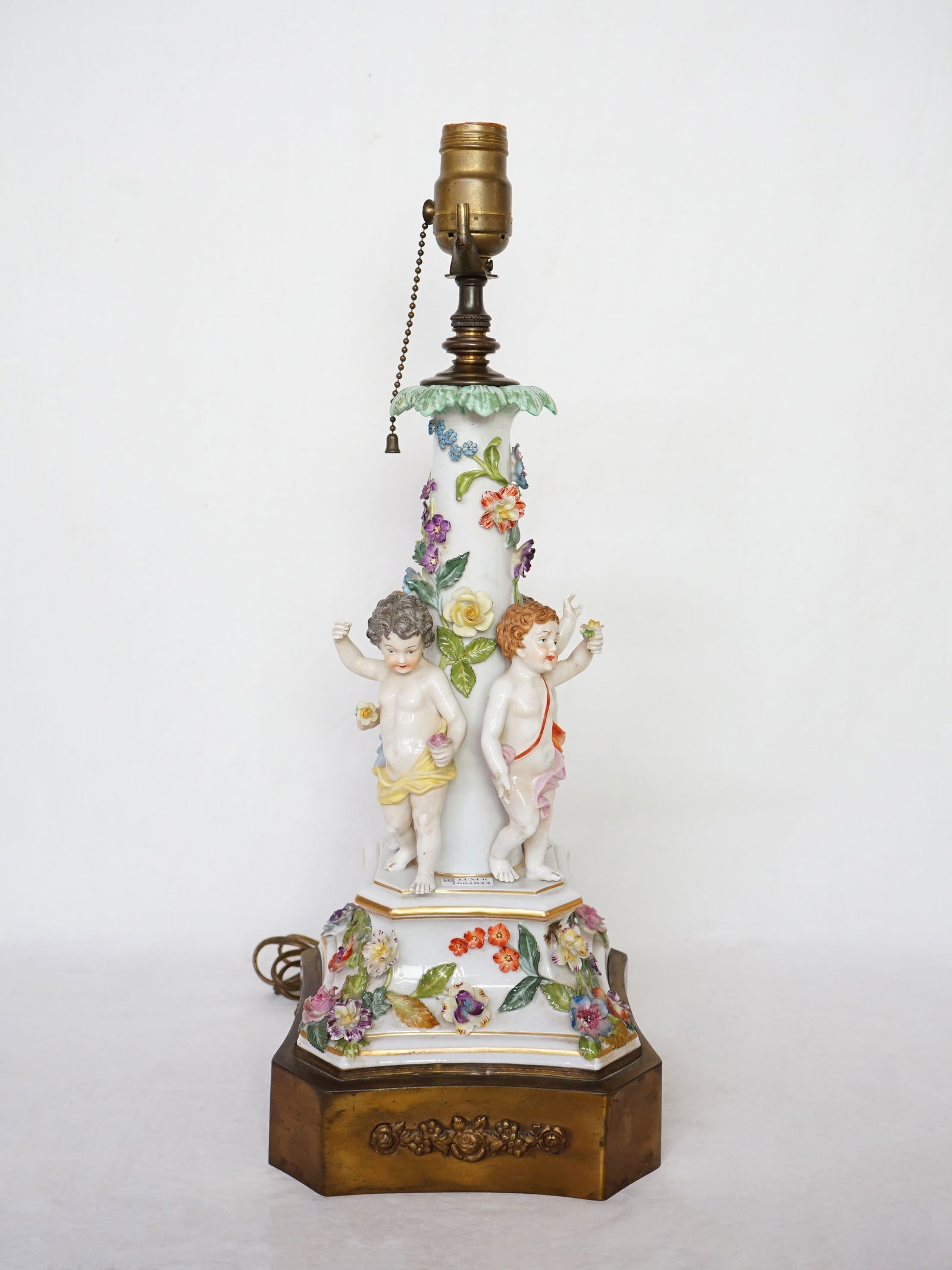 German Meissen Style Porcelain Figural Lamp, 19th Century (1 of 10)