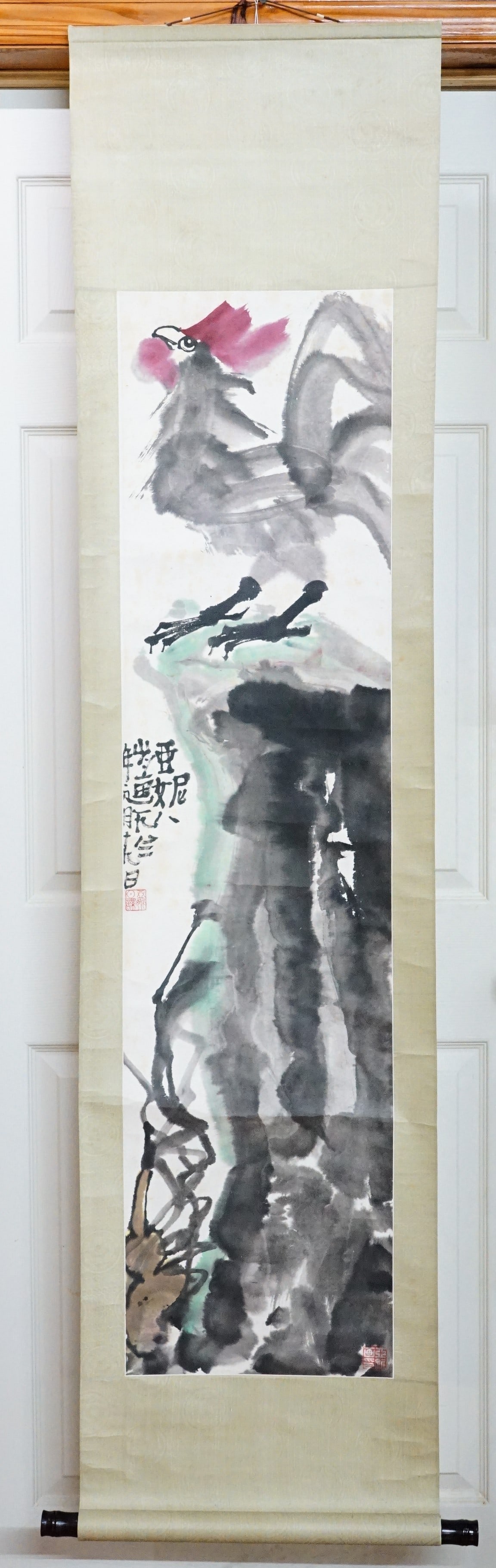 Wang Yani (German, B. 1975),Rooster, Ink and Color On Paper, Hanging Scroll (1 of 8)