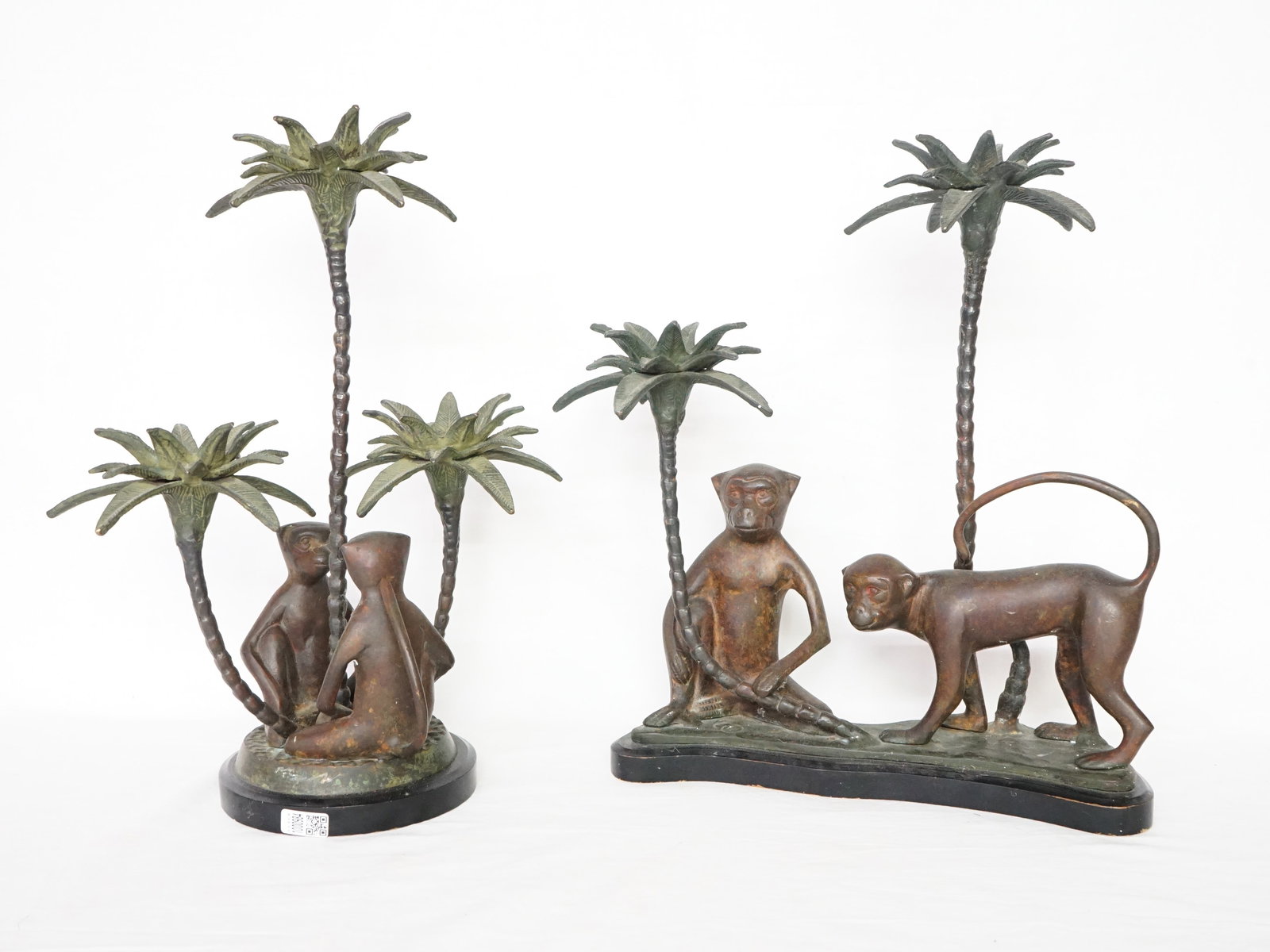 Lot of 2 Vintage Monkey Palm Tree Candlesticks (1 of 4)