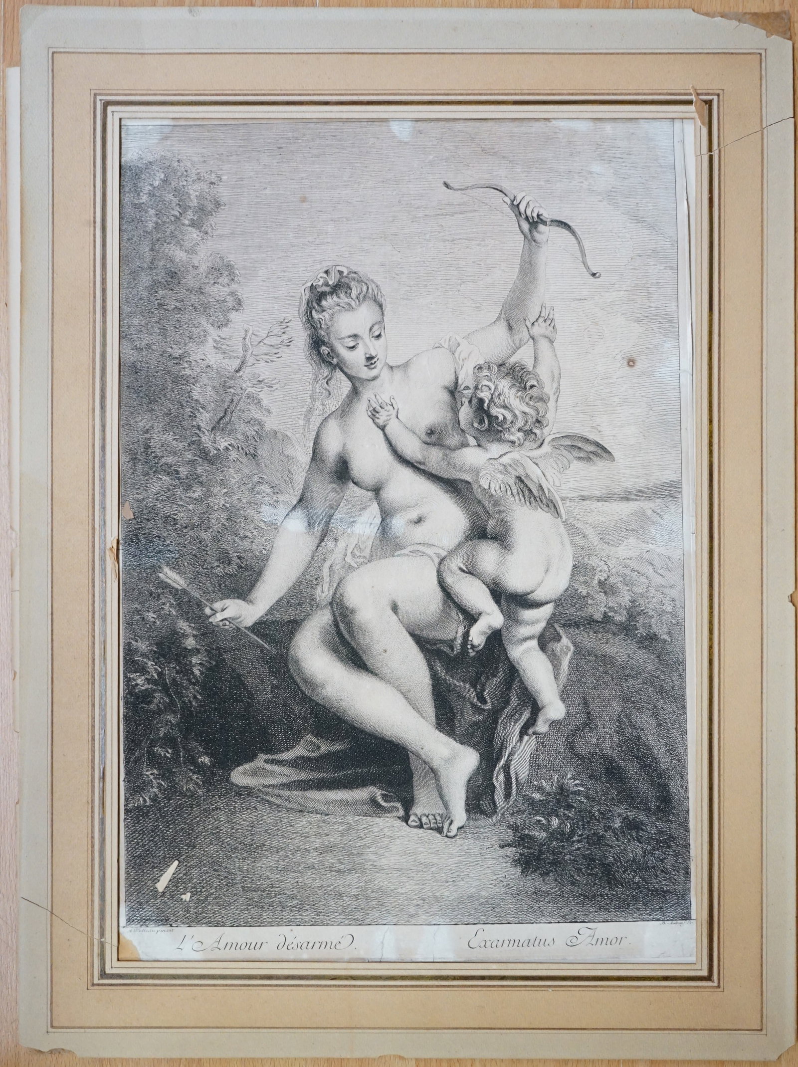 Antique Engraving  'L'Amour DéSarmé' ,BenoîT Audran The Younger, (French , 1700-1772) (1 of 3)