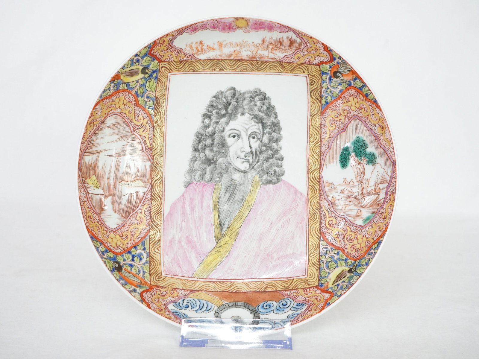 Very Rare Chinese Export Grisaille and Gilt Decorated 'Willem Deurhoff Portrait' Dish,18th Century (1 of 7)