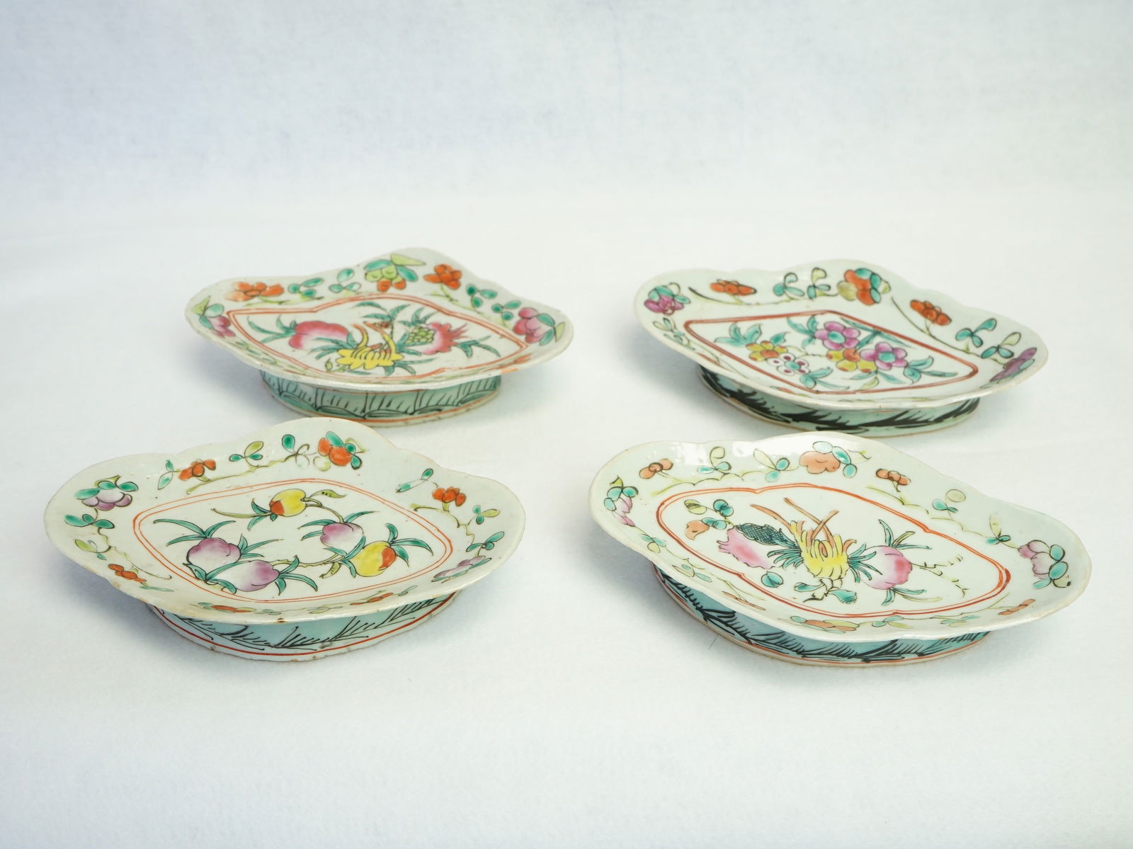 Lot of Four Chinese Famille Rose Footed Dishes,Qing Dynasty