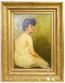 Art Nouveau Portrait of Lady,Oil on Canvas
