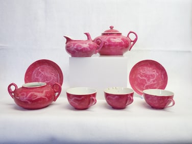 Chinese Rouge- Enameled Porcelain Teaset ,Republic Period
