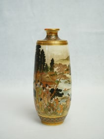 Japanese Satsuma Vase With Geisha ,Tsuruyama Marks
