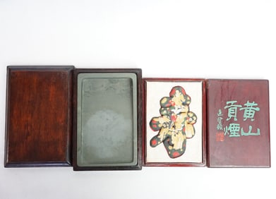 Chinese Scholar Inkstone and Inkcakes ,18th-19th Century