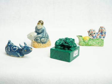 Four Chinese Biscuit Porcelain Figures Scholar Object ,18th-19th Century