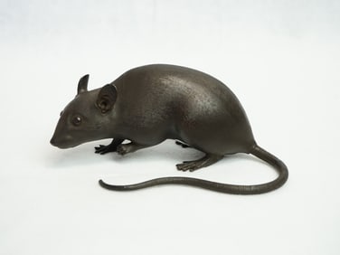 A Finely-Cast Bronze Okimono of A Rat, by Muroe Tancho, Meiji Era (1868-1912)