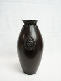 Japanese Mixed Metal Bronze Dragon Motif Vase, Showa