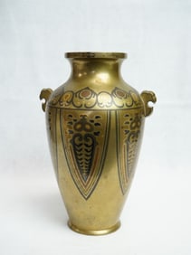 Japanese Bronze Mixed Metal Vase ,19th-20th Century