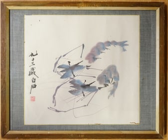 After Qi Baishi,Chinese 'shrimps' Painting,Ink on Paper