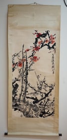 Attributed to Guan Shanyue(1912-2000),'Plum Blossom',Ink and Color on Paper,Hanging Scroll