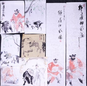 Yu Shichao(B.1953),Set of 8 Chinese Paintings,Ink and Color on Paper