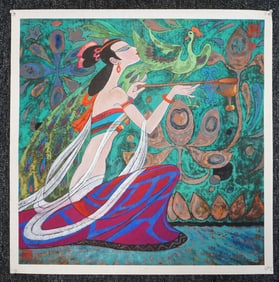 Chinese 'Immortal' Painting,Ink and Color on Paper