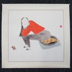 Chinese 'Lady' Painting,Ink and Color on Paper